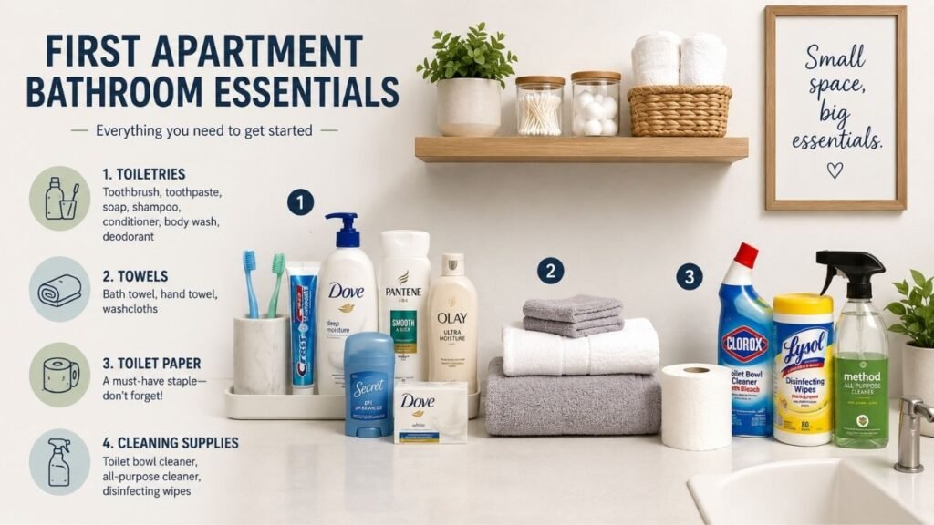 first apartment bathroom essentials