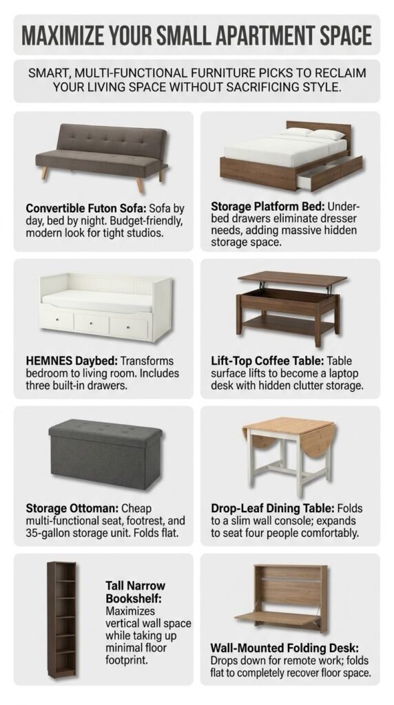 infographic List of Space Saving Furniture for Small Apartments
