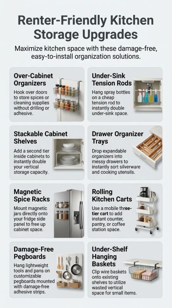 Renter-Friendly Storage and Organization Kitchen Upgrades