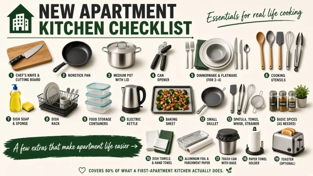 New Apartment Kitchen Checklist: What to Buy First (and What to Skip)